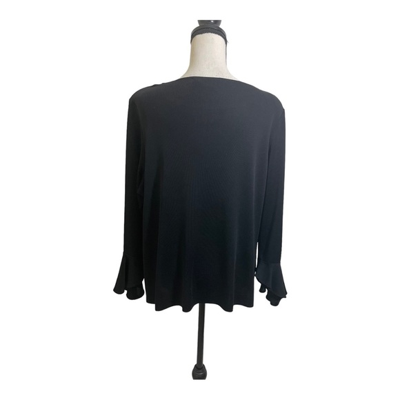 Exclusively Misook womens blouse bell sleeve. Black size Large. - Picture 7 of 10